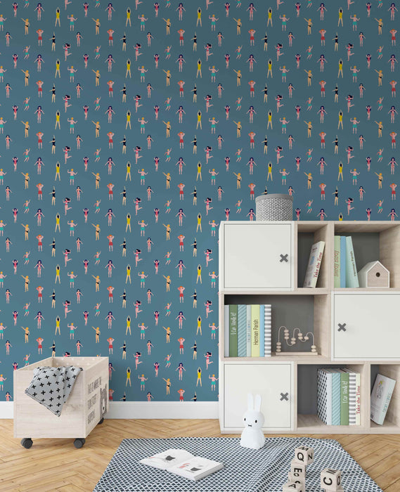 Retro Swim Wallpaper - Peel and Stick Wallpaper - Fall Flat Panels