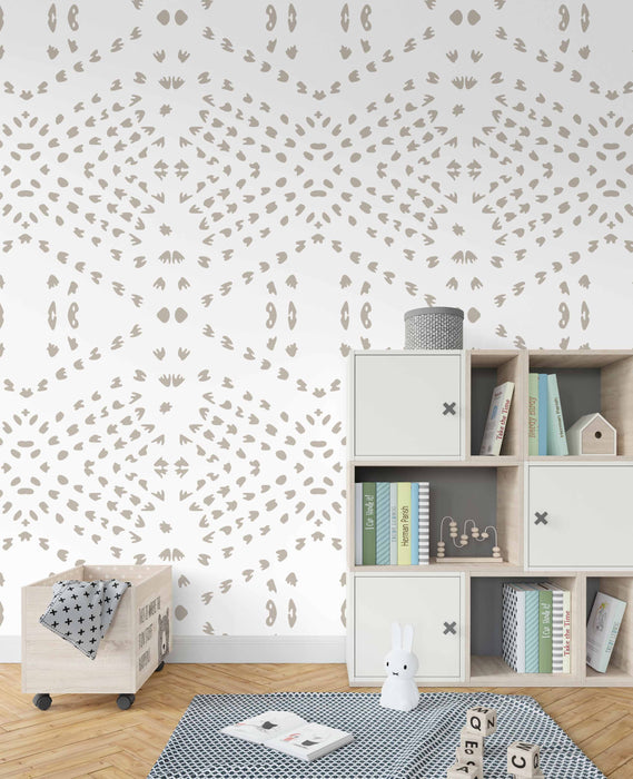 Bohemian Dots Tan Wallpaper - Peel and Stick Wallpaper - Fall Flat Install Panels