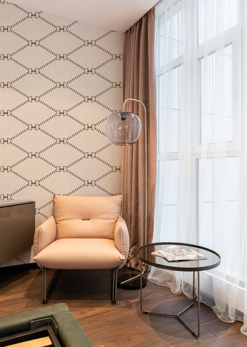 Horsebit Monogram Wallpaper LARGE - Peel and Stick Wallpaper - Fall Flat Panels