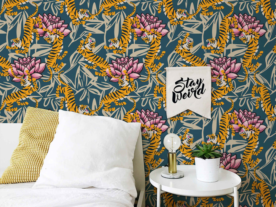 Cats Meow Vintage Wallpaer - Peel and Stick Wallpaper - Fall Flat Easy Canvas Panels