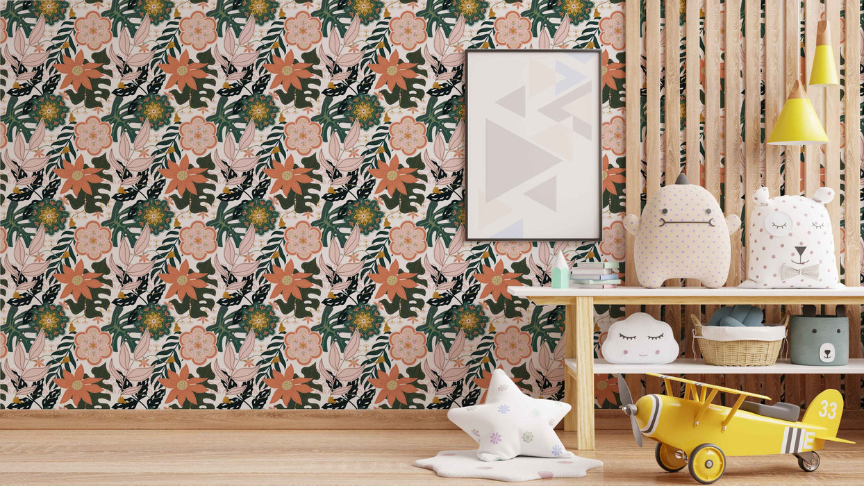 Exotic Mandala Floral Wallpaper - Peel and Stick Wallpaper - Easy Fall Flat Panels