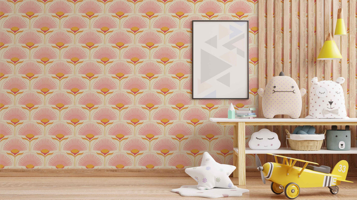 Floral Burst Wallpaper - Peel and Stick Wallpaper - Fall Flat Easy Install Panels