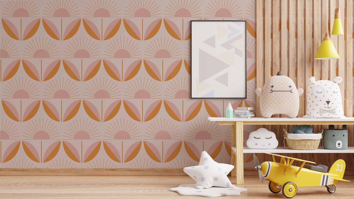 Sunshine Flower Wallpaper - Peel and Stick Wallpaper - Fall Flat Panels