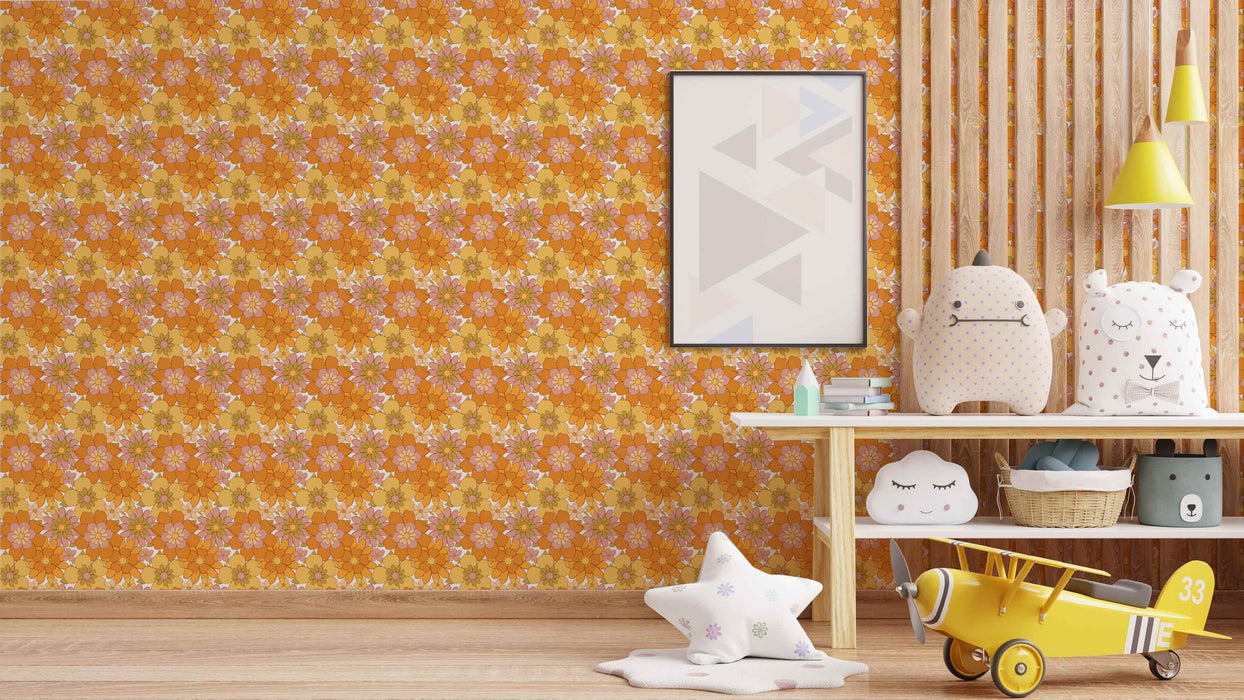 Bold Retro Wallpaper - Peel and Stick Wallpaper - Fall Flat Easy Install Panels