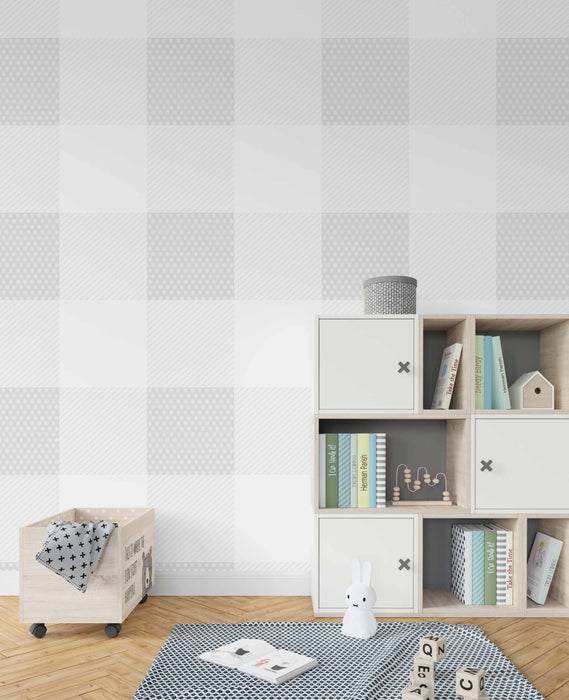 Gingham Gray Large Wallpaper - Peel and Stick Wallpaper - Fall Flat Panels
