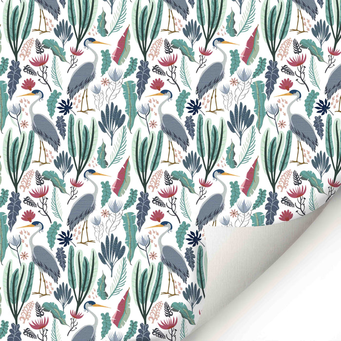Coastal Crane Wallpaper - Peel and Stick Wallpaper - Fall Flat Easy Install Panels