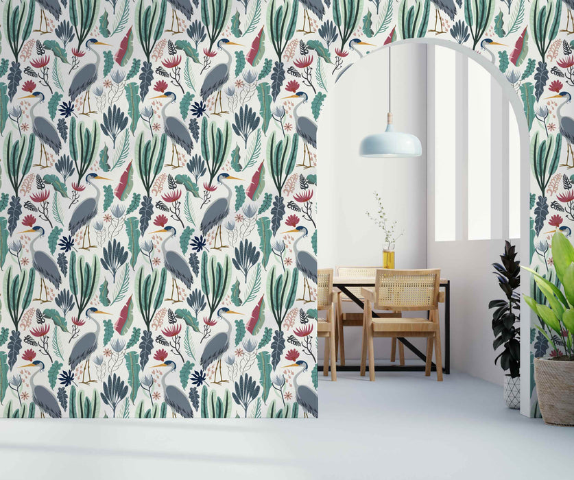 NextWall Two Tone Palm 216 x 205 Peel and Stick Wallpaper in Coastal  Blue and Fern Green  NFM