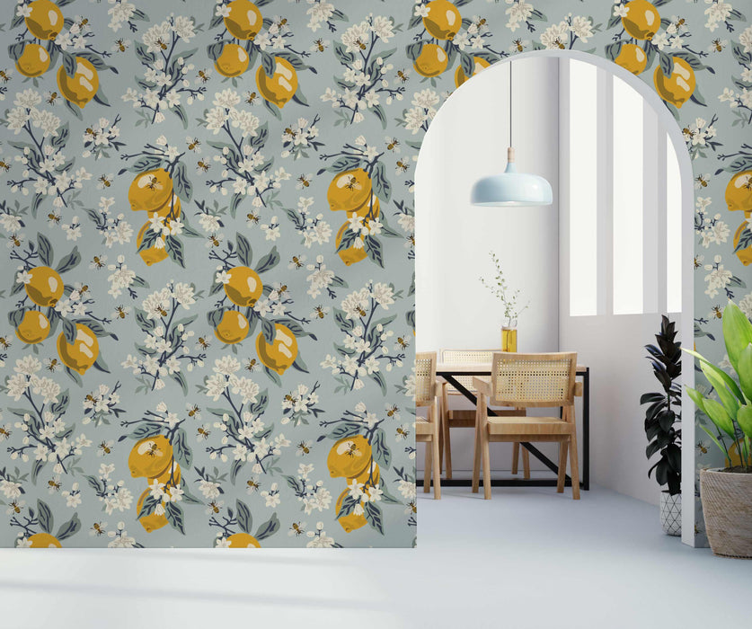 Lemon Buzz Wallpaper - Peel and Stick Wallpaper - Fall Flat Panels