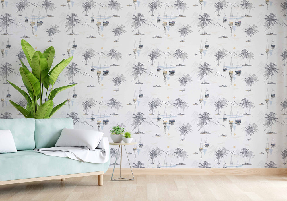 Bahamarama Wallpaper - Peel and Stick Wallpaper - Fall Flat Easy Panels