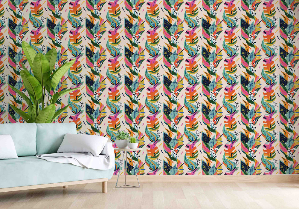 Tulum Tropical Wallpaper - Peel and Stick Wallpaper - Fall Flat Panels