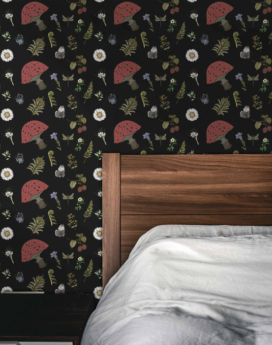 Mushroom Forest Wallpaper - Peel and Stick Wallpaper - Fall Flat Panels