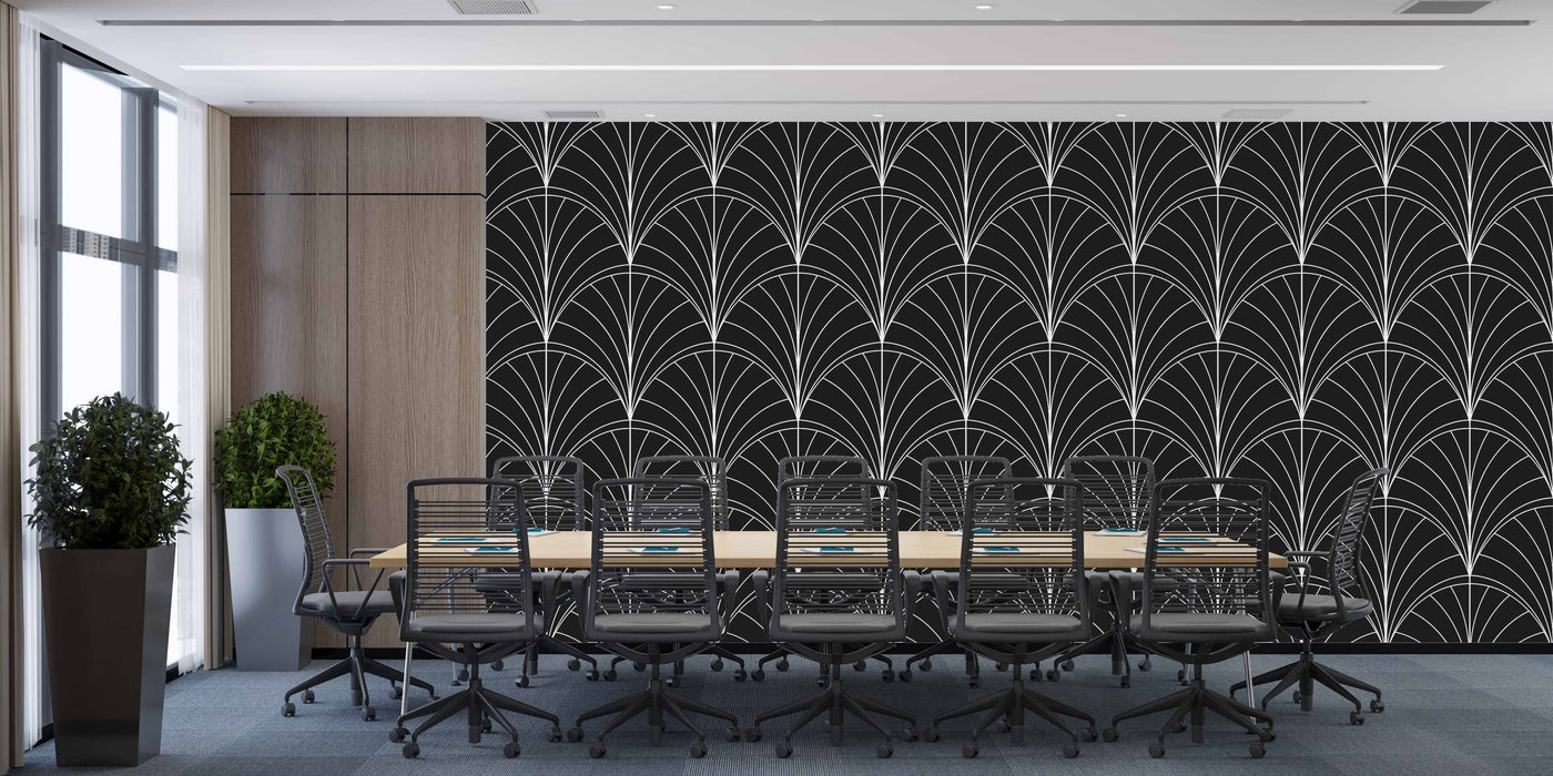 Gatsby Art Deco Black & White Wallpaper - Peel and Stick Wallpaper - Fall Flat Easy Panels