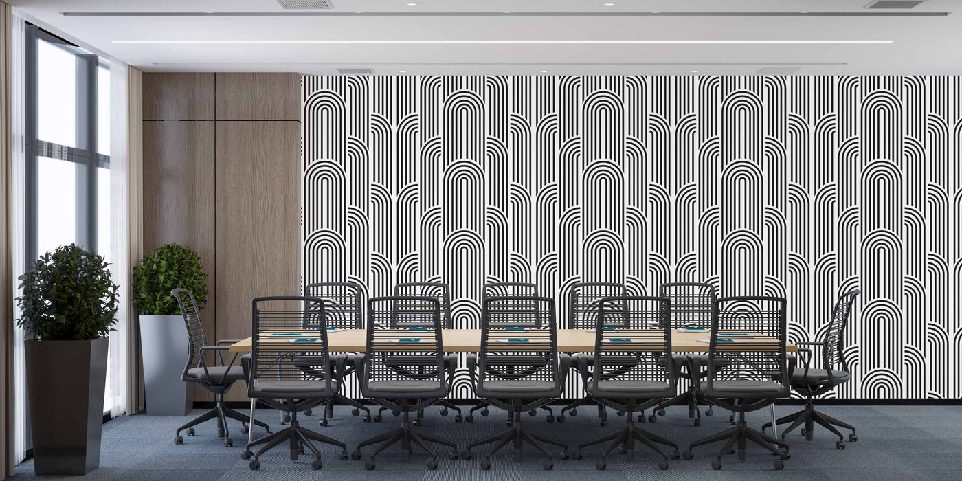 Minimalist Arch Wallpaper Black & White - Peel and Stick Wallpaper - Fall Flat Panels