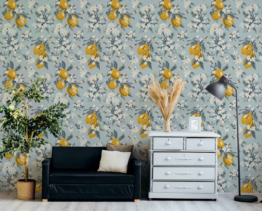 Lemon Buzz Wallpaper - Peel and Stick Wallpaper - Fall Flat Panels