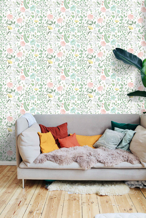 Meadow Floral Wallpaper - Peel and Stick Wallpaper - Fall Flat Panels