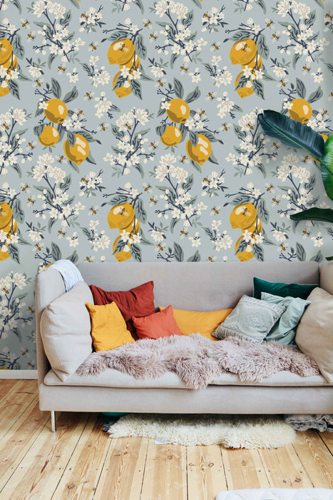 Lemon Buzz Wallpaper - Peel and Stick Wallpaper - Fall Flat Panels