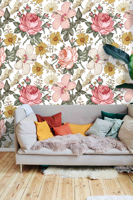Madera Floral Wallpaper - Peel and Stick Wallpaper - Fall Flat Panels