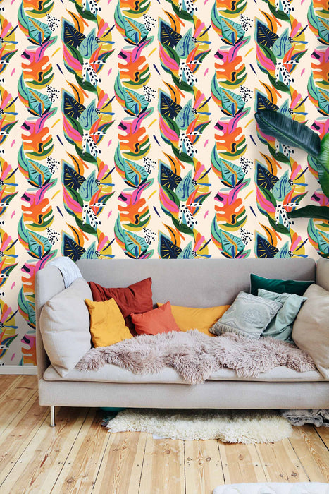 Tulum Tropical Wallpaper - Peel and Stick Wallpaper - Fall Flat Panels