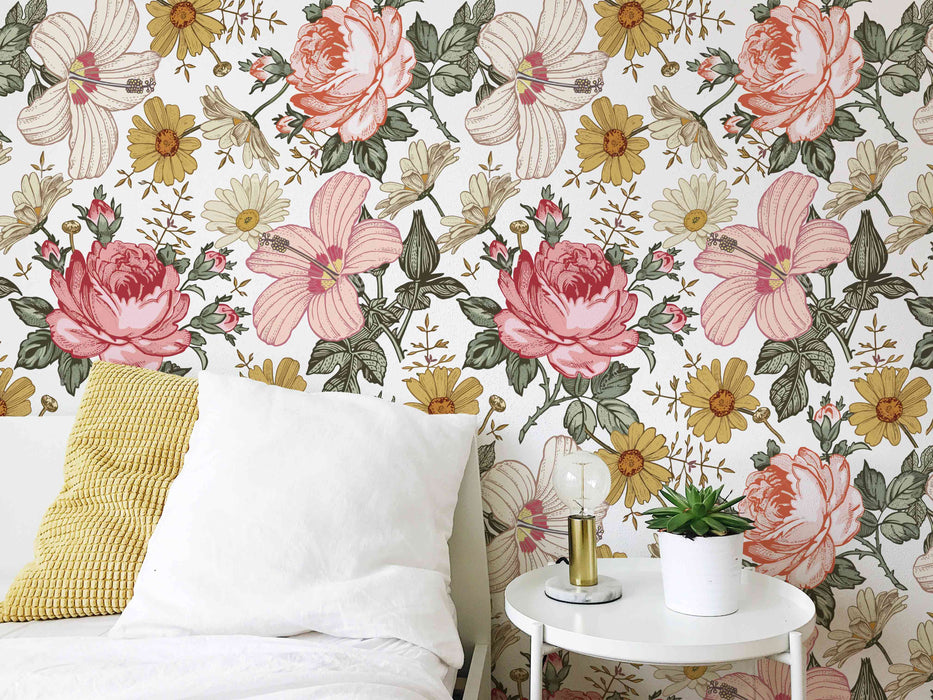 Madera Floral Wallpaper - Peel and Stick Wallpaper - Fall Flat Panels