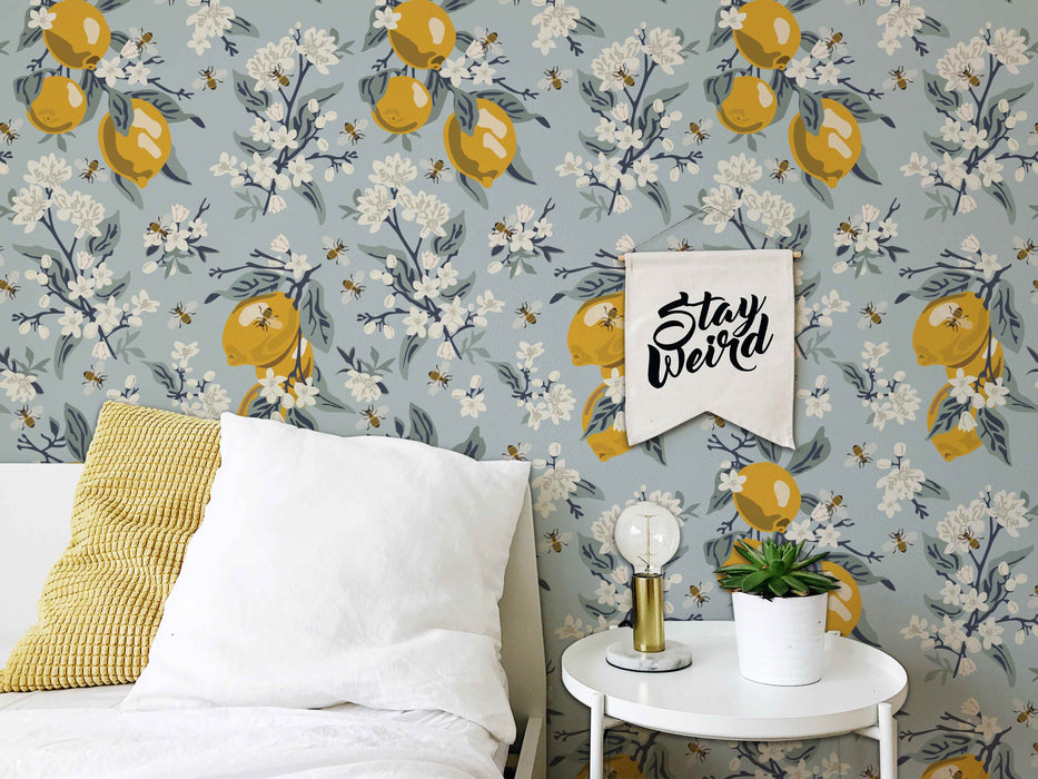Lemon Buzz Wallpaper - Peel and Stick Wallpaper - Fall Flat Panels
