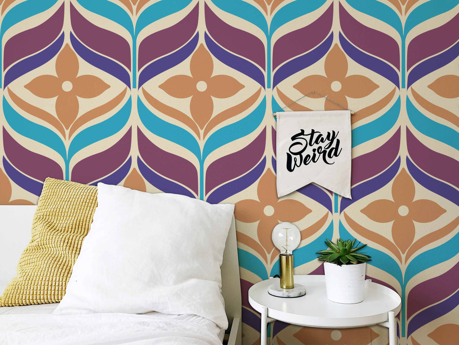 Goochi Leaf Wallpaper LARGE - Peel and Stick Wallpaper - Fall Flat Easy Canvas Panels