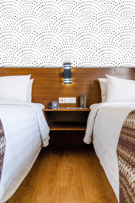 Black Scallop Wallpaper - Peel and Stick Wallpaper - Fall Flat Panels
