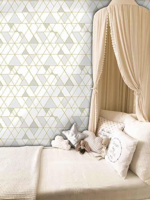 Deco Glam Gold Wallpaper - Peel and Stick Wallpaper - Fall Flat Easy Install Panels