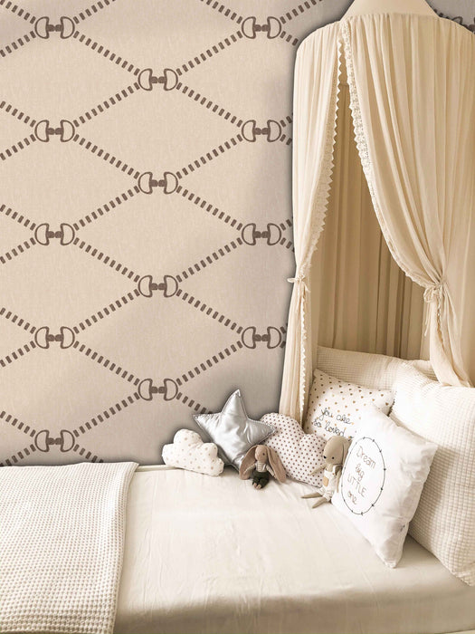 Horsebit Monogram Wallpaper LARGE - Peel and Stick Wallpaper - Fall Flat Panels