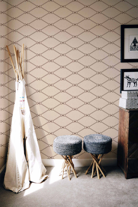 Horsebit Monogram Wallpaper SMALL - Peel and Stick Wallpaper - Fall Flat Panels
