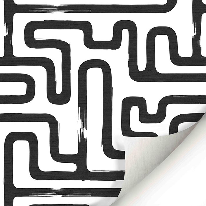 Minimalist Scribble Black Wallpaper - Peel and Stick Wallpaper - Fall Flat Panels