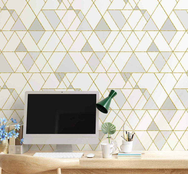 Deco Glam Gold Wallpaper - Peel and Stick Wallpaper - Fall Flat Easy Install Panels
