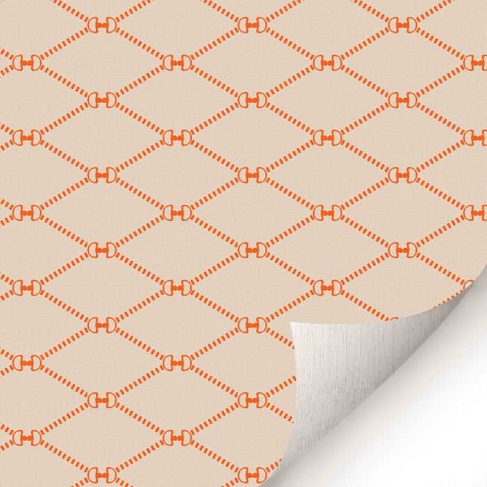 Horsebit Monogram Wallpaper Tangerine SMALL - Peel and Stick Wallpaper - Fall Flat Panels