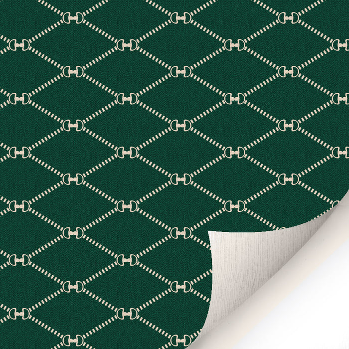 Horsebit Monogram Wallpaper Green SMALL - Peel and Stick Wallpaper - Fall Flat Panels