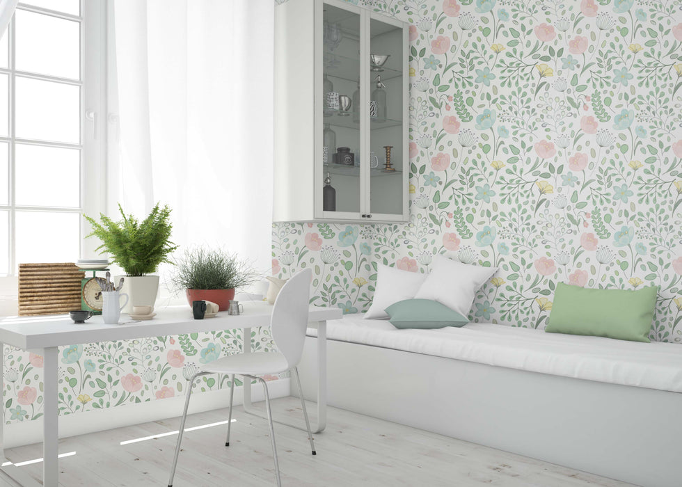 Meadow Floral Wallpaper - Peel and Stick Wallpaper - Fall Flat Panels