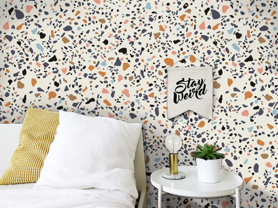Terrazzo Tile LARGE Wallpaper - Peel and Stick Wallpaper - Fall Flat Panels