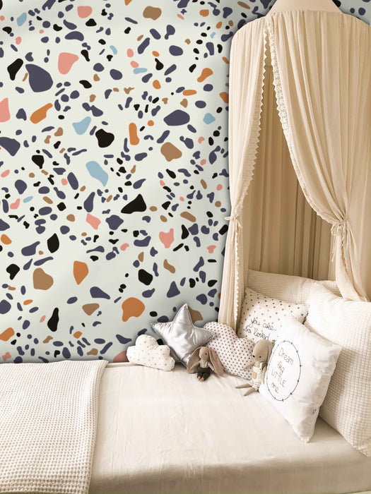 Terrazzo Tile LARGE Wallpaper - Peel and Stick Wallpaper - Fall Flat Panels