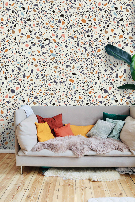 Terrazzo Tile SMALL Wallpaper - Peel and Stick Wallpaper - Fall Flat Panels