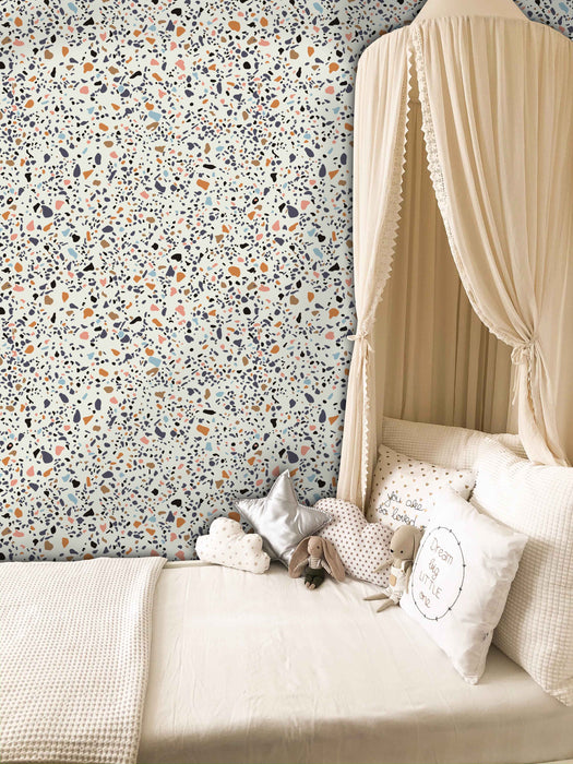 Terrazzo Tile SMALL Wallpaper - Peel and Stick Wallpaper - Fall Flat Panels
