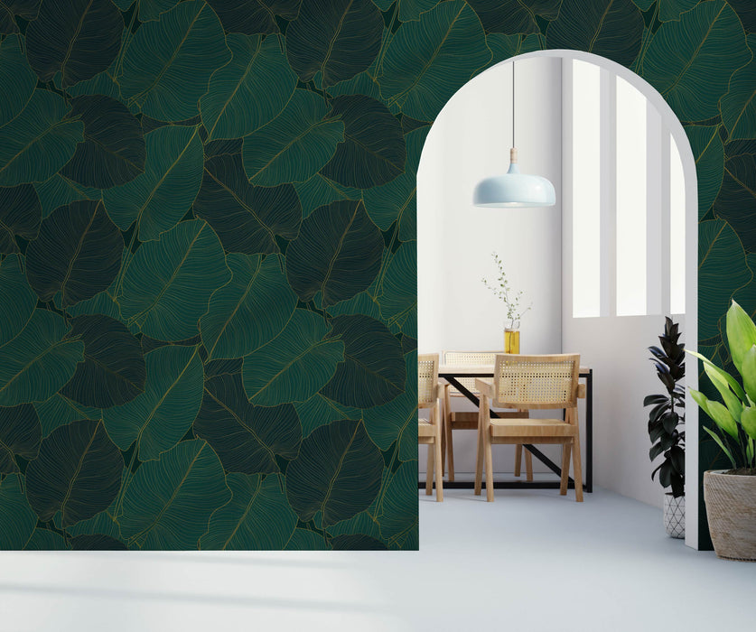 Tropical Gold Fill Wallpaper - Peel and Stick Wallpaper - Fall Flat Panels
