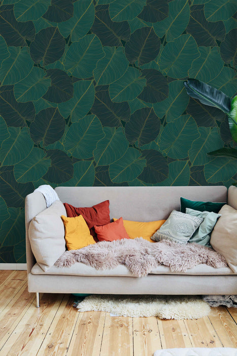 Tropical Gold Fill Wallpaper - Peel and Stick Wallpaper - Fall Flat Panels