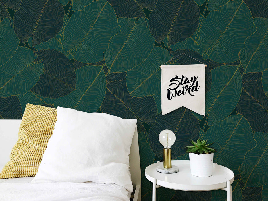 Tropical Gold Fill Wallpaper - Peel and Stick Wallpaper - Fall Flat Panels