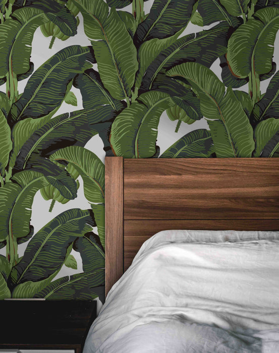 Tropical Leaf Wallpaper - Peel and Stick Wallpaper - Fall Flat Panels