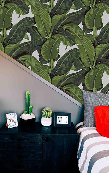 Tropical Leaf Wallpaper - Peel and Stick Wallpaper - Fall Flat Panels