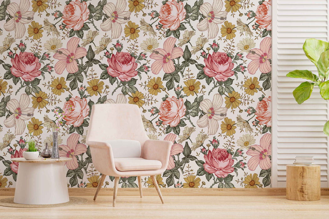 Madera Floral Wallpaper - Peel and Stick Wallpaper - Fall Flat Panels