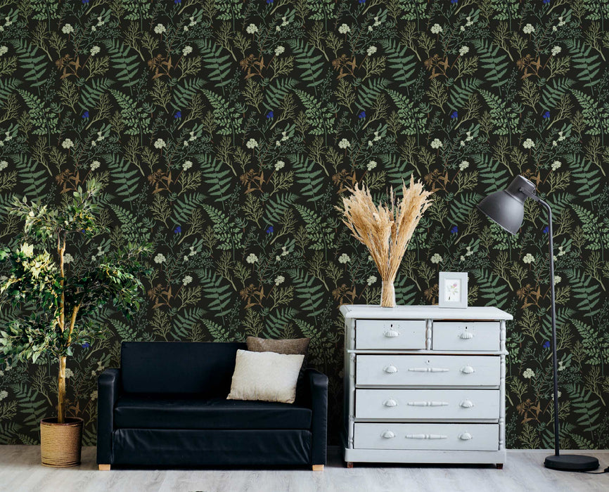 Vintage Fern Wallpaper - Peel and Stick Wallpaper - Fall Flat Panels