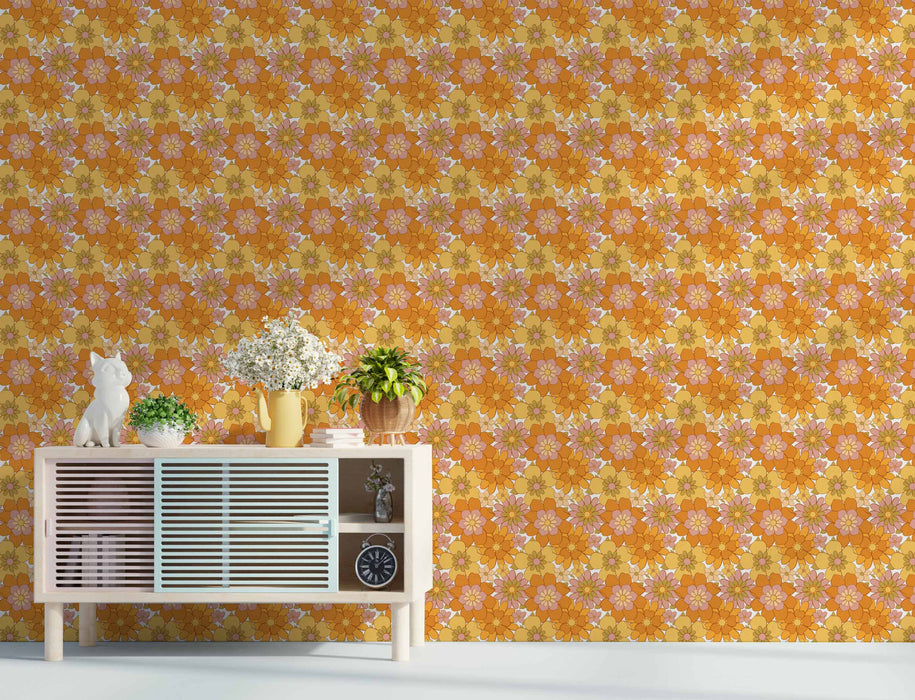 Bold Retro Wallpaper - Peel and Stick Wallpaper - Fall Flat Easy Install Panels