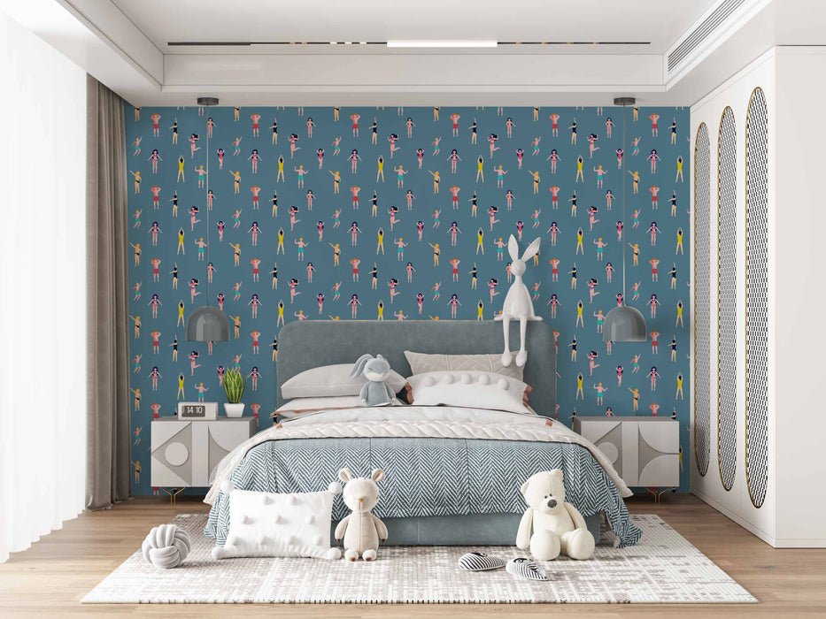 Retro Swim Wallpaper - Peel and Stick Wallpaper - Fall Flat Panels