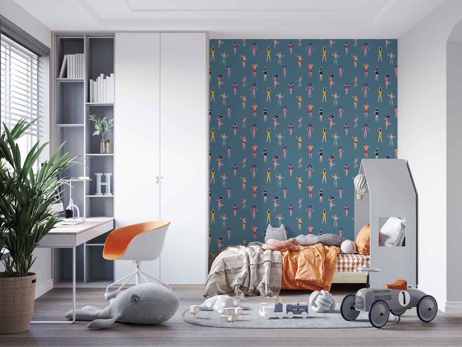 Retro Swim Wallpaper - Peel and Stick Wallpaper - Fall Flat Panels