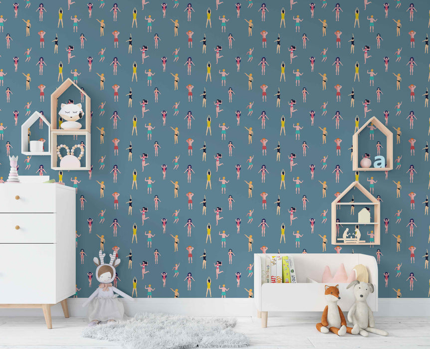Retro Swim Wallpaper - Peel and Stick Wallpaper - Fall Flat Panels
