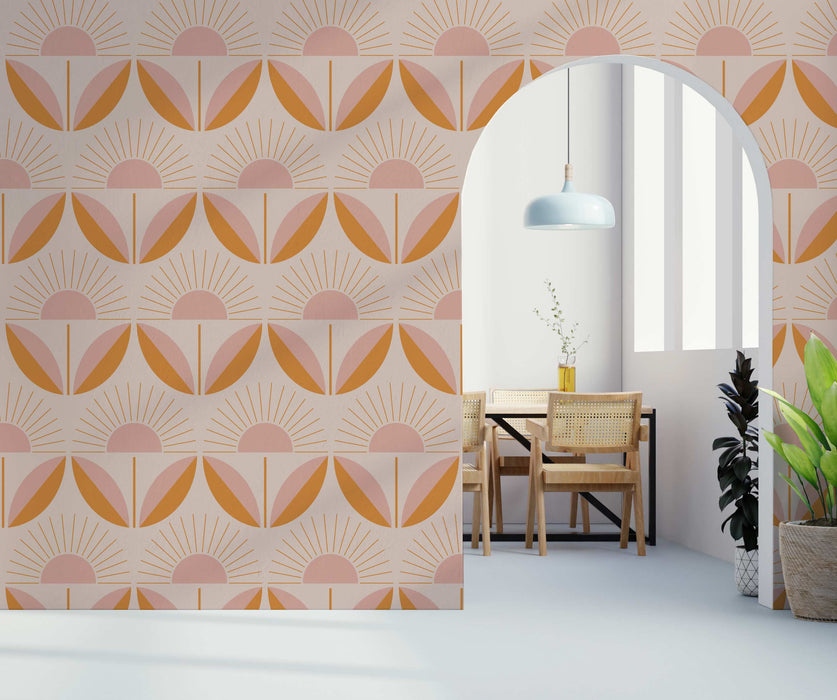 Sunshine Flower Wallpaper - Peel and Stick Wallpaper - Fall Flat Panels